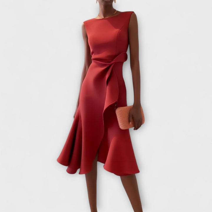 Juliette – Pleated Asymmetrical Midi Dress