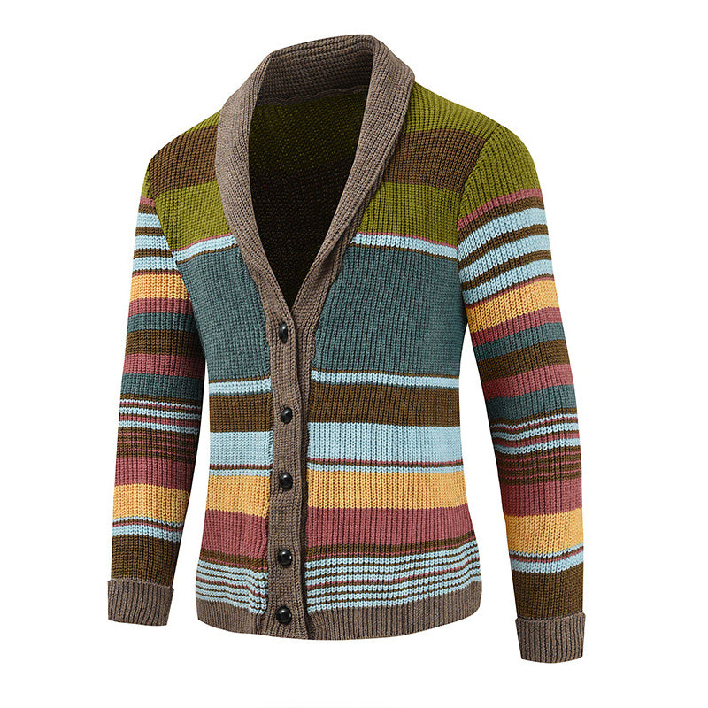 Men's Colourblock Lapel Sweater Jacket 02918584X | Last day 80% off!