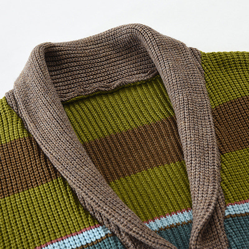 Men's Colourblock Lapel Sweater Jacket 02918584X | Last day 80% off!