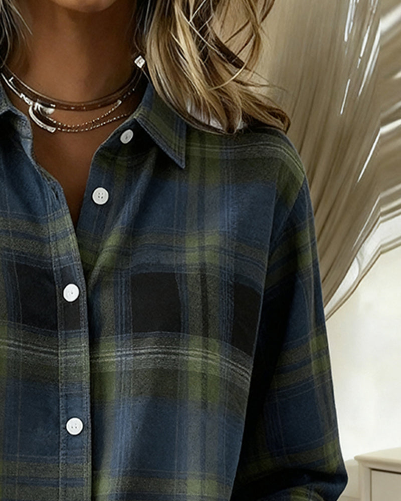 Avery | Shirt with Check Pattern and Notched Collar
