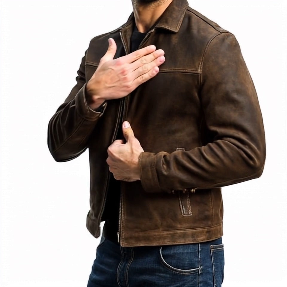 Men's Classic Fashion Zipper Leather Jacket | Last day 80% off!