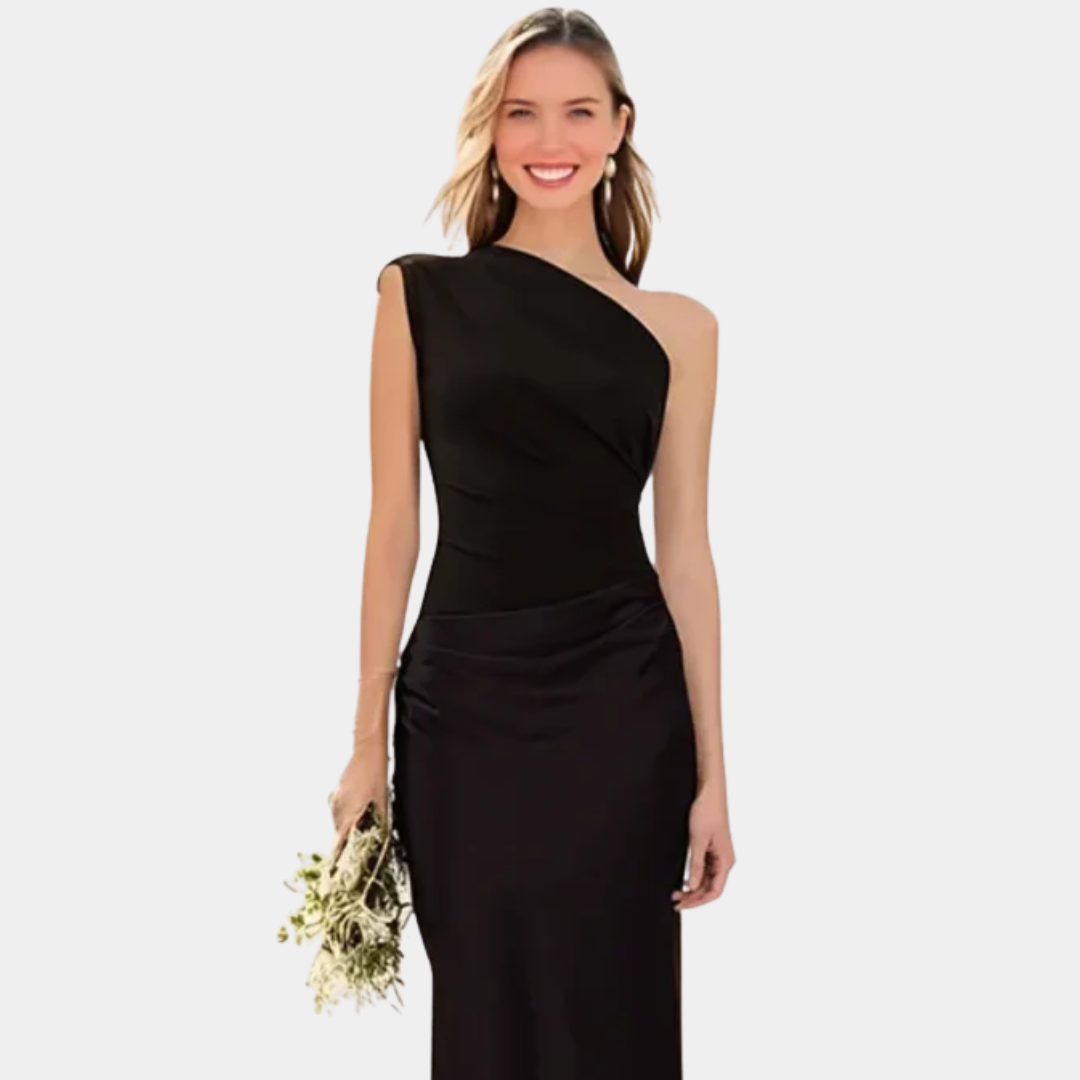 Aleida - One-Shoulder Satin Maxi Dress