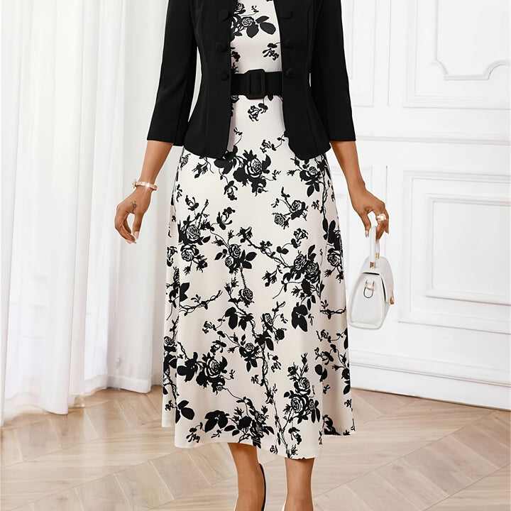 Amelie Lane - Printed Belted Two-Piece Set