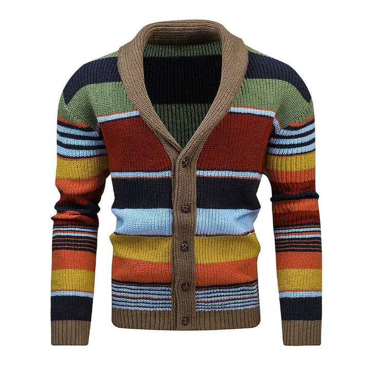 Men's Colourblock Lapel Sweater Jacket 02918584X | Last day 80% off!