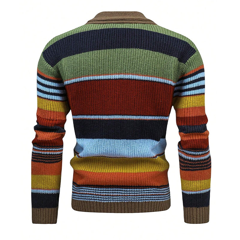 Men's Colourblock Lapel Sweater Jacket 02918584X | Last day 80% off!