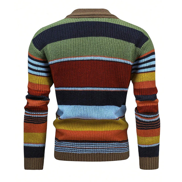 Men's Colourblock Lapel Sweater Jacket 02918584X | Last day 80% off!