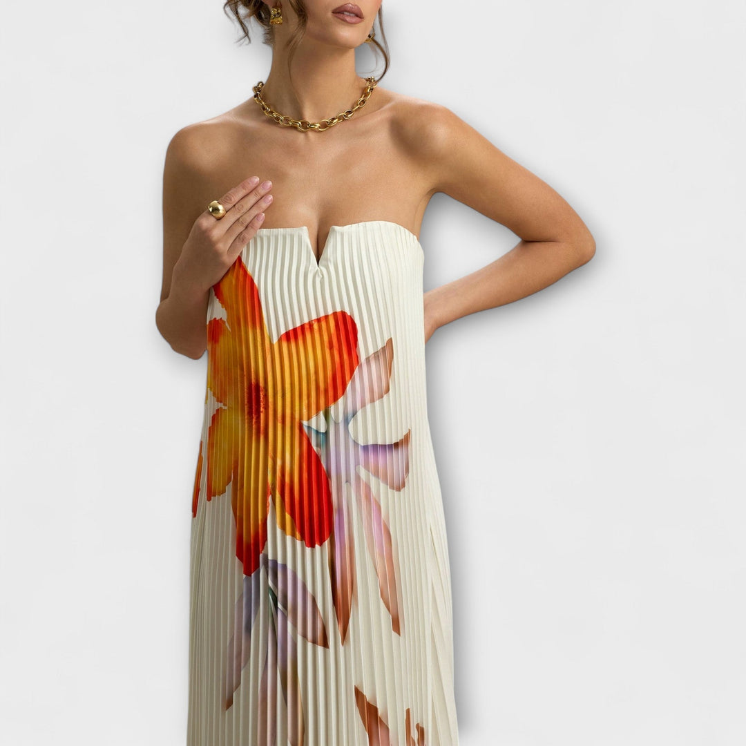 Michelle - Sweetheart Maxi Dress in Orange Floral