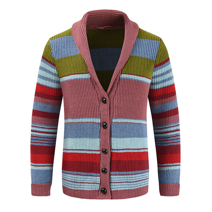 Men's Colourblock Lapel Sweater Jacket 02918584X | Last day 80% off!