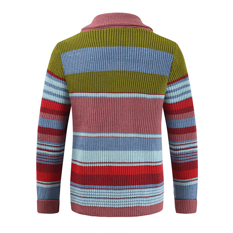 Men's Colourblock Lapel Sweater Jacket 02918584X | Last day 80% off!
