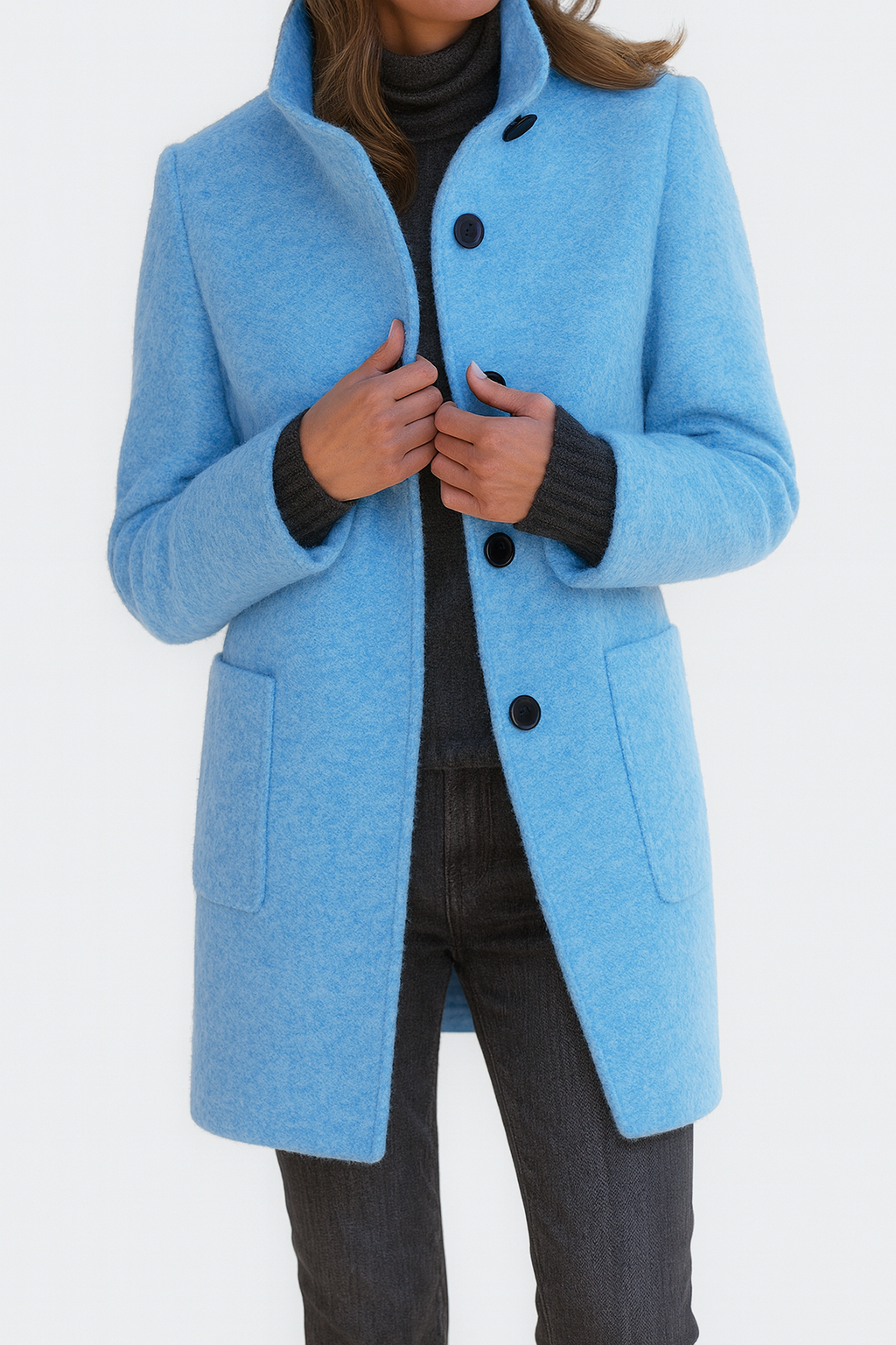 Lidia - Coat with a High Collar Made of Wool Blend