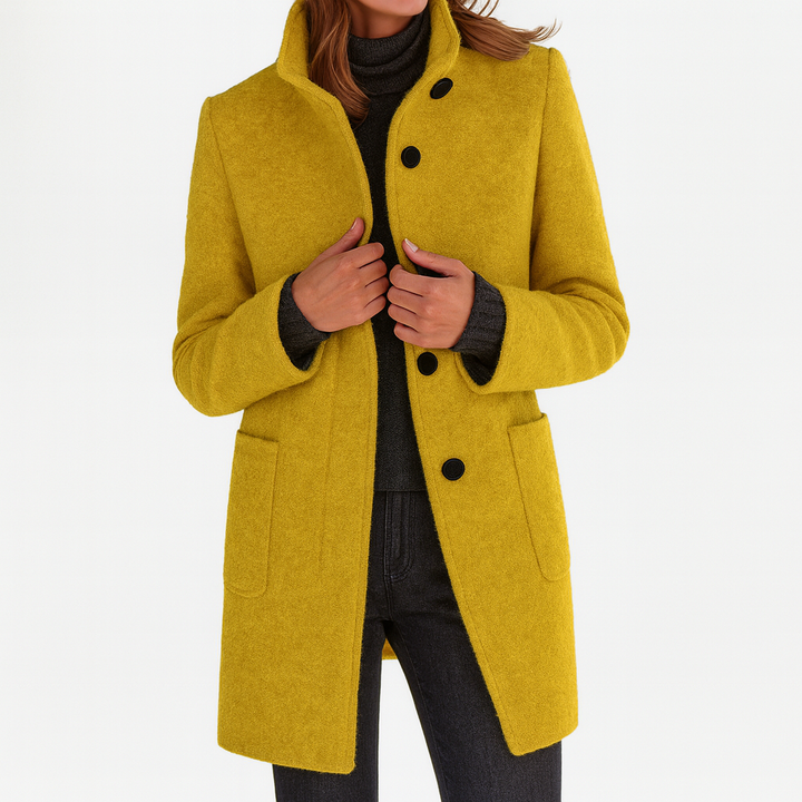 Lidia - Coat with a High Collar Made of Wool Blend