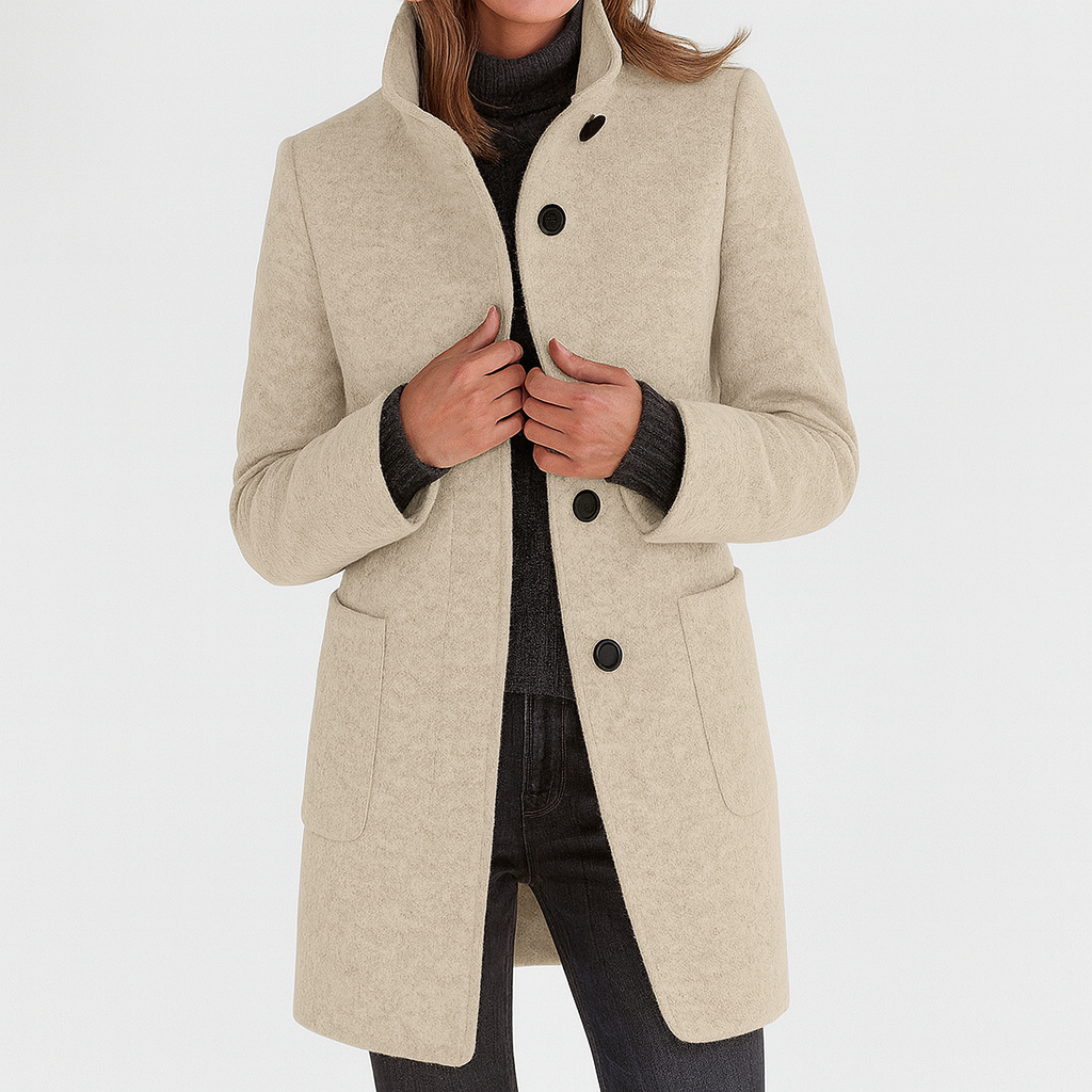 Lidia - Coat with a High Collar Made of Wool Blend