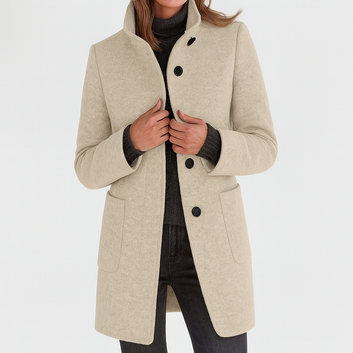 Lidia - Coat with a High Collar Made of Wool Blend