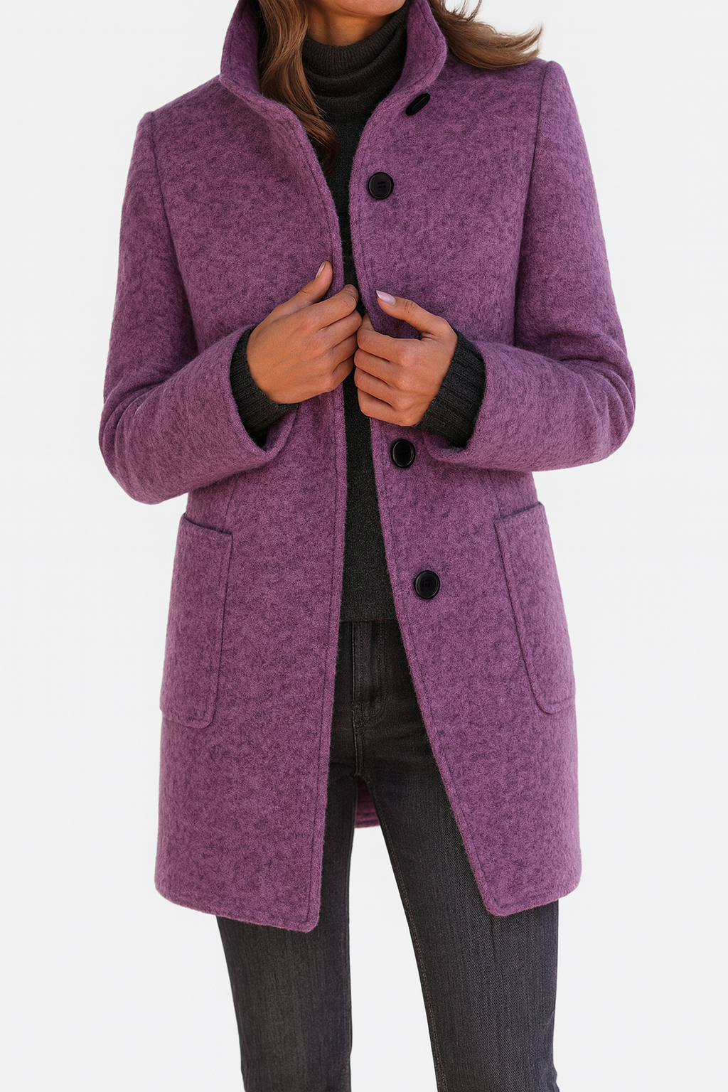 Lidia - Coat with a High Collar Made of Wool Blend