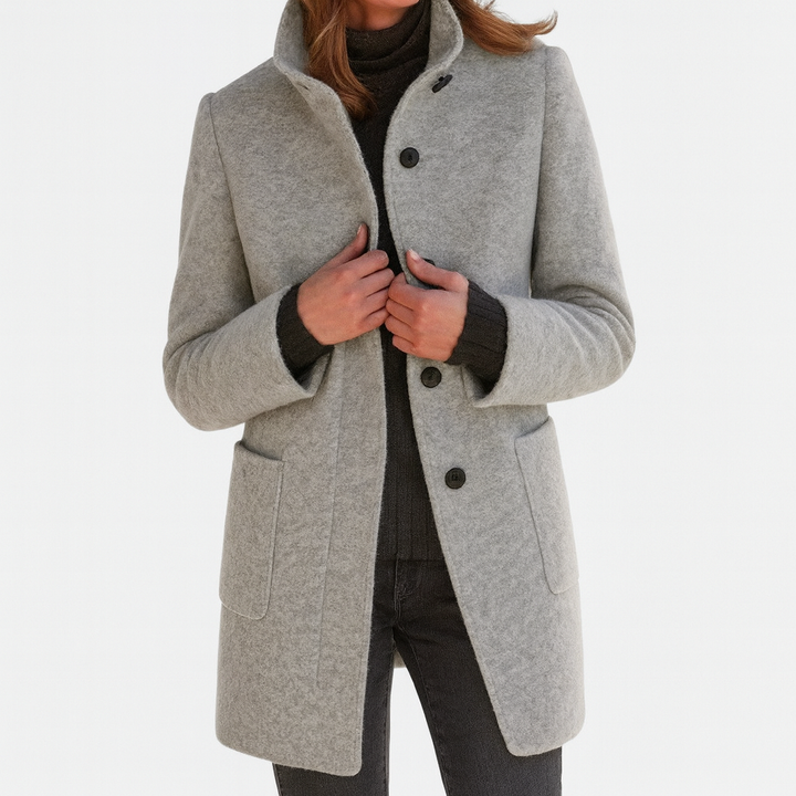 Lidia - Coat with a High Collar Made of Wool Blend