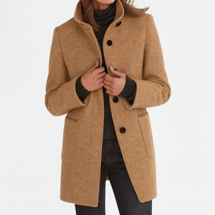 Lidia - Coat with a High Collar Made of Wool Blend
