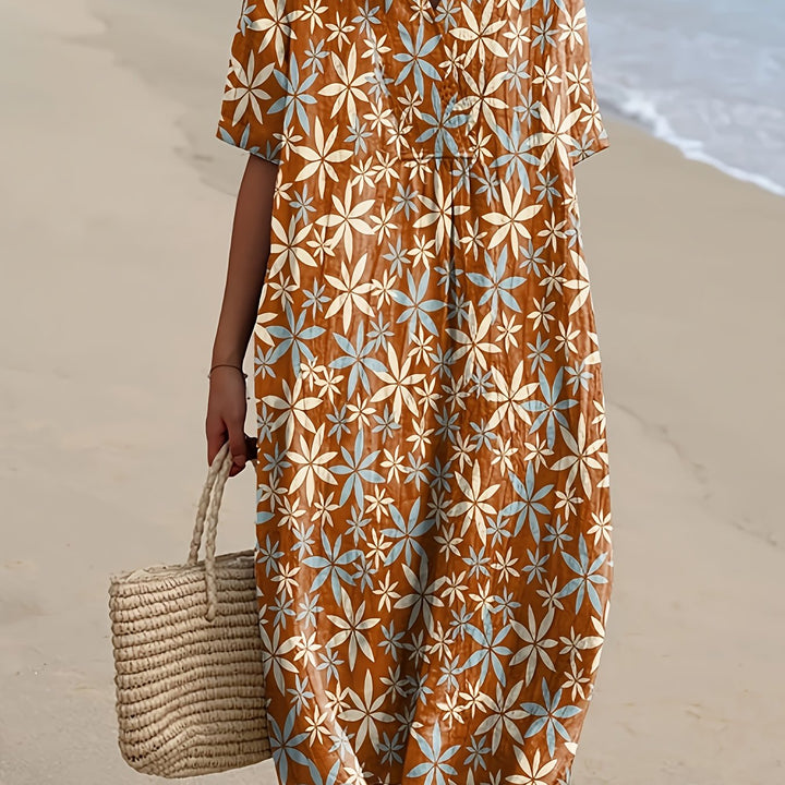 Lola | Rust Floral Breeze Midi Dress