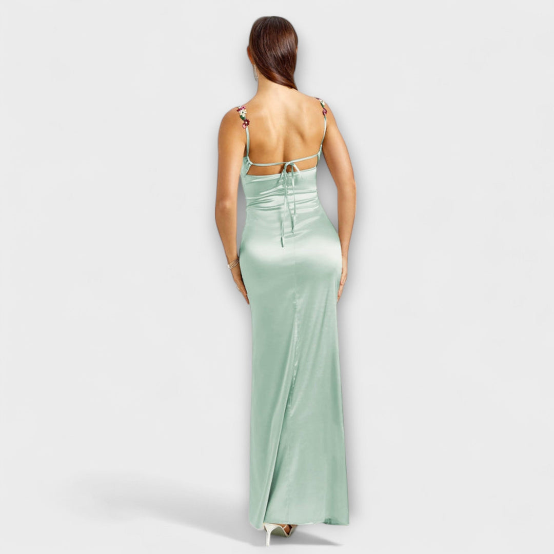 Eira - Embellished Satin Dress with Back Lacing