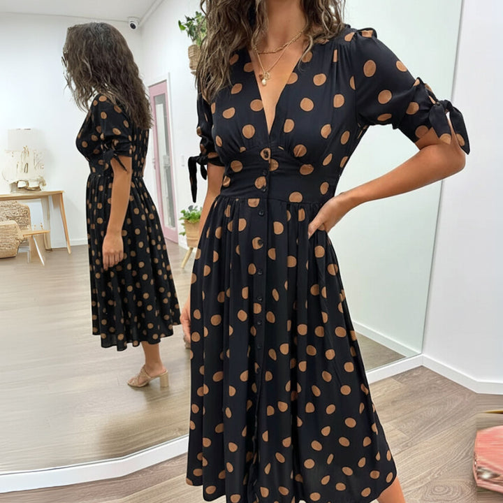 Auriane™ | Elegant Polka Dot Dress