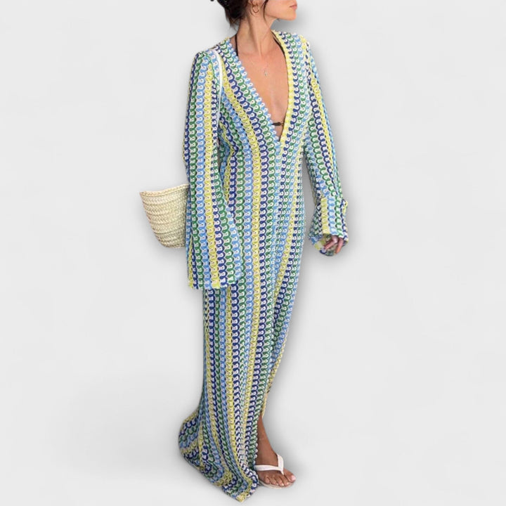 Elina – Maxi Dress with V-Neck and Vacation Flair