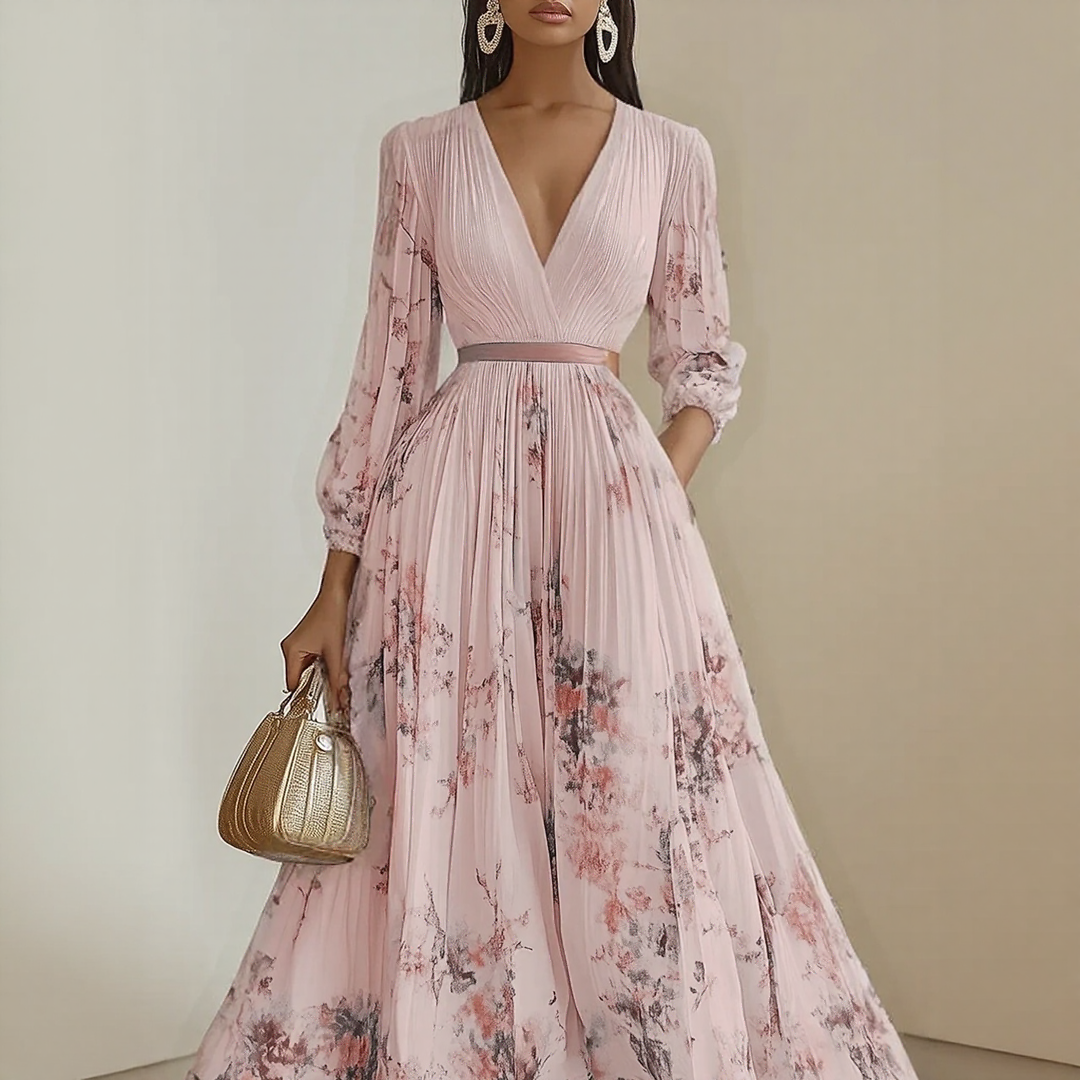 Rowella - Elegant Pleated Maxi Dress