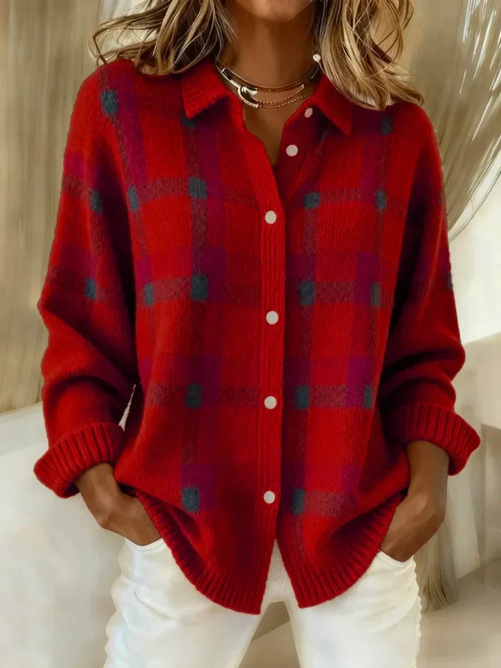 Autumn – Retro Contrast Plaid Sweater