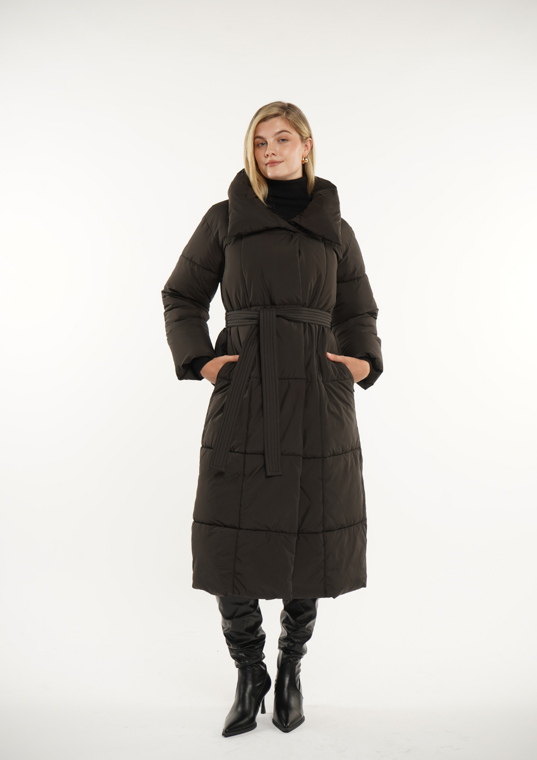 BLAIRE | EXTRA LONG LENGTH BULETED BUTTON PUFFER JACKET
