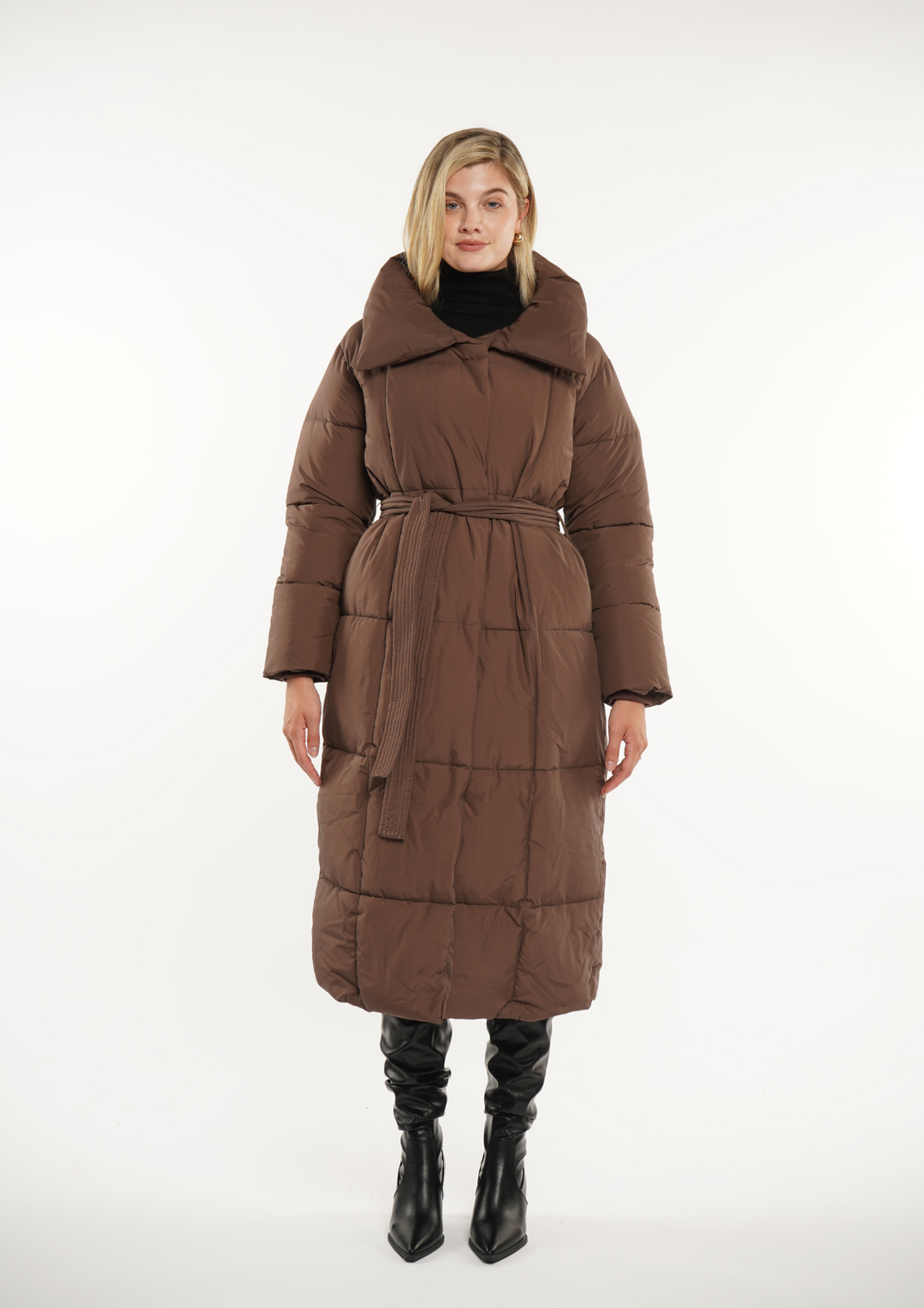 BLAIRE | EXTRA LONG LENGTH BULETED BUTTON PUFFER JACKET