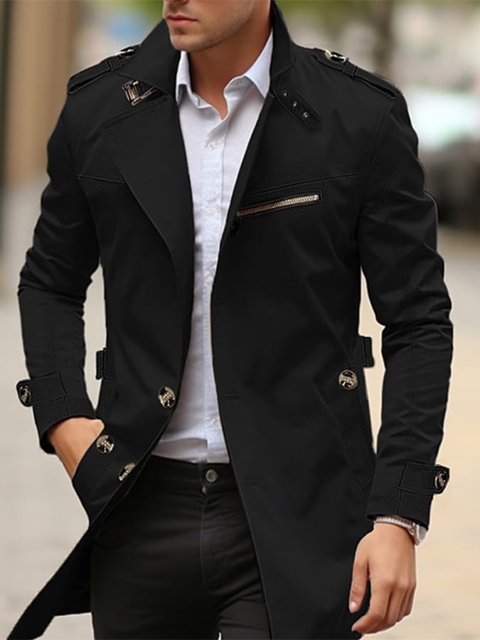 Men's Cotton Business Slim Fit Button Down Casual Trench Coat Last Day 80% Off!