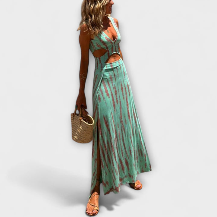 Ella - Eleanor Tie-Dye Cutout Schlitz Stretch Dress