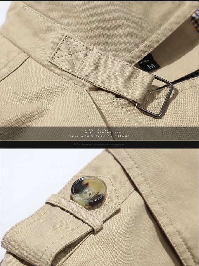 Men's Cotton Business Slim Fit Button Down Casual Trench Coat Last Day 80% Off!