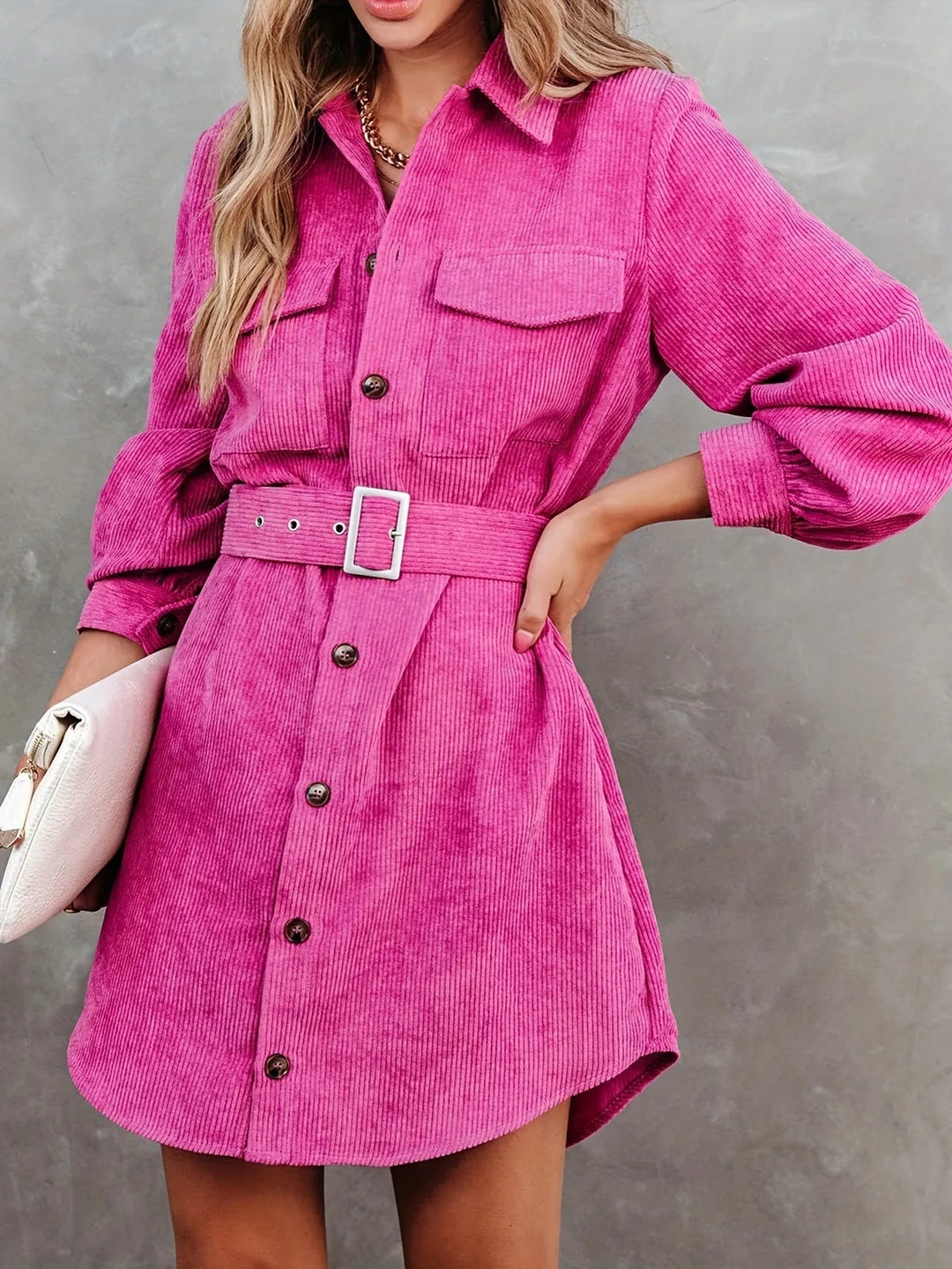 Lessie | Corduroy Shirt Dress