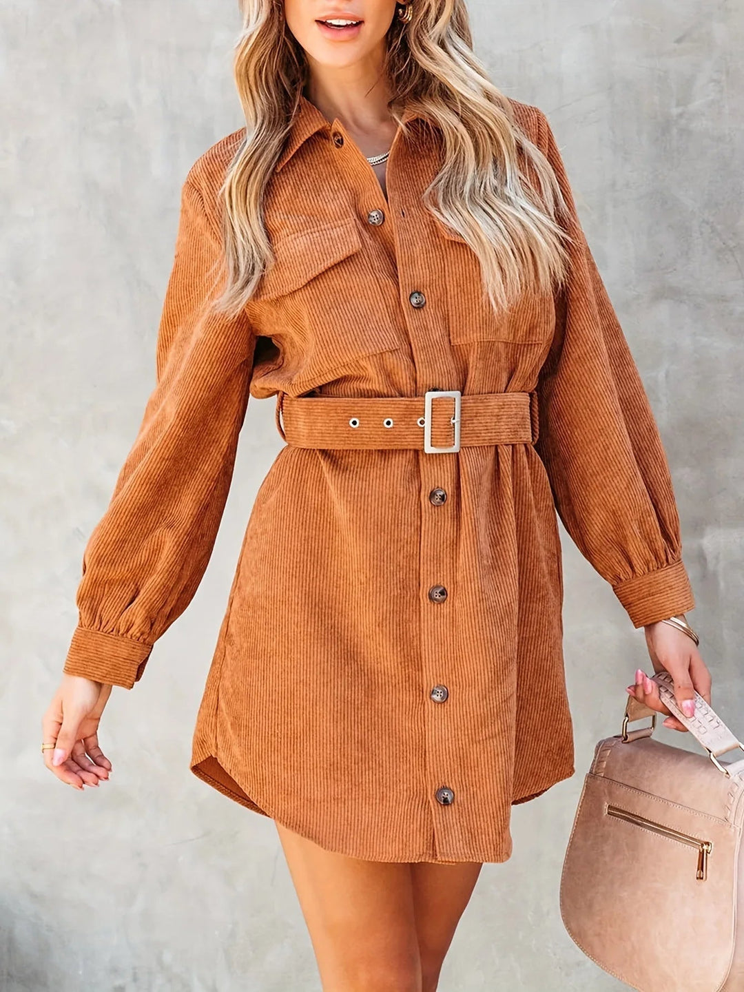 Lessie | Corduroy Shirt Dress
